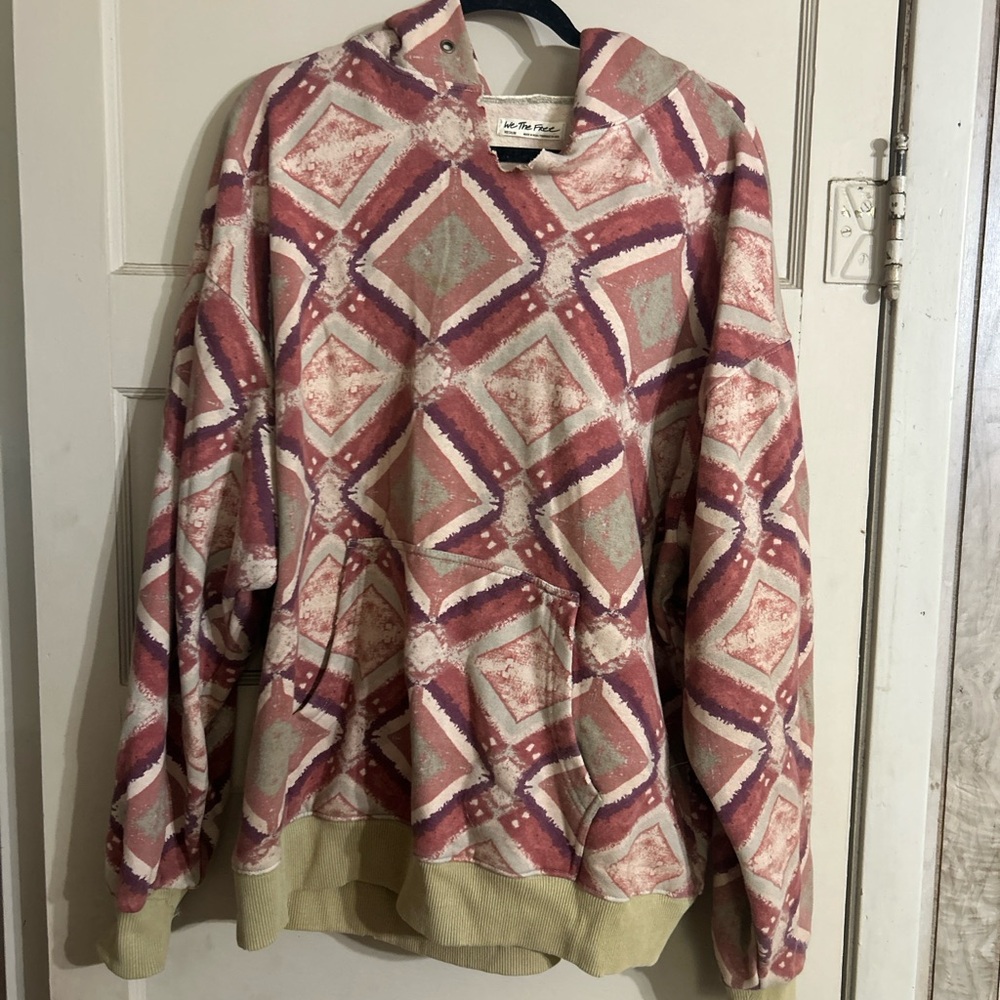 We The Free Pink and Cream Patterned Top